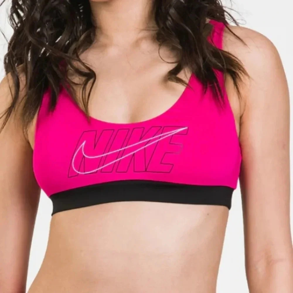 NIKE MULTI LOGO SCOOP NECK BIKINI TOP